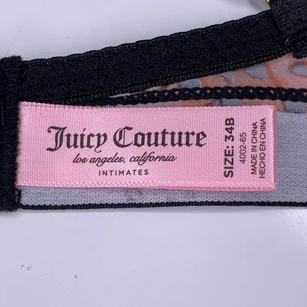 Juicy Couture Cheetah Leopard Print Push UP Bra Branded Elastic Band Size 34B